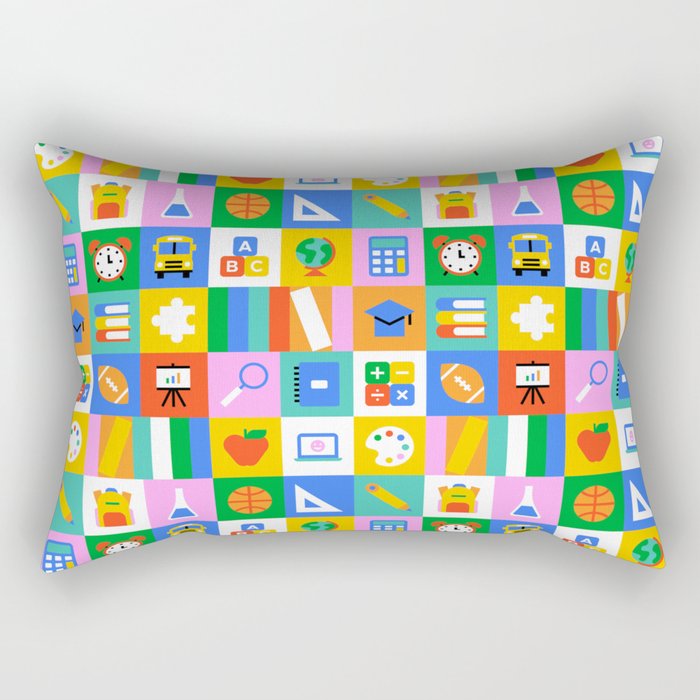 Colorful back to school geometric mosaic pattern Rectangular Pillow Gallery Image 1