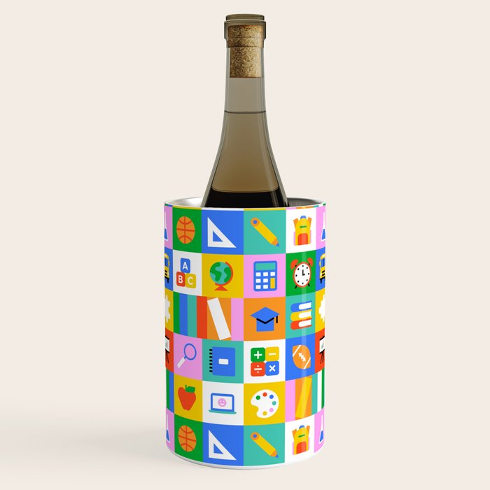 Colorful back to school geometric mosaic pattern Wine Chiller Gallery Image 1