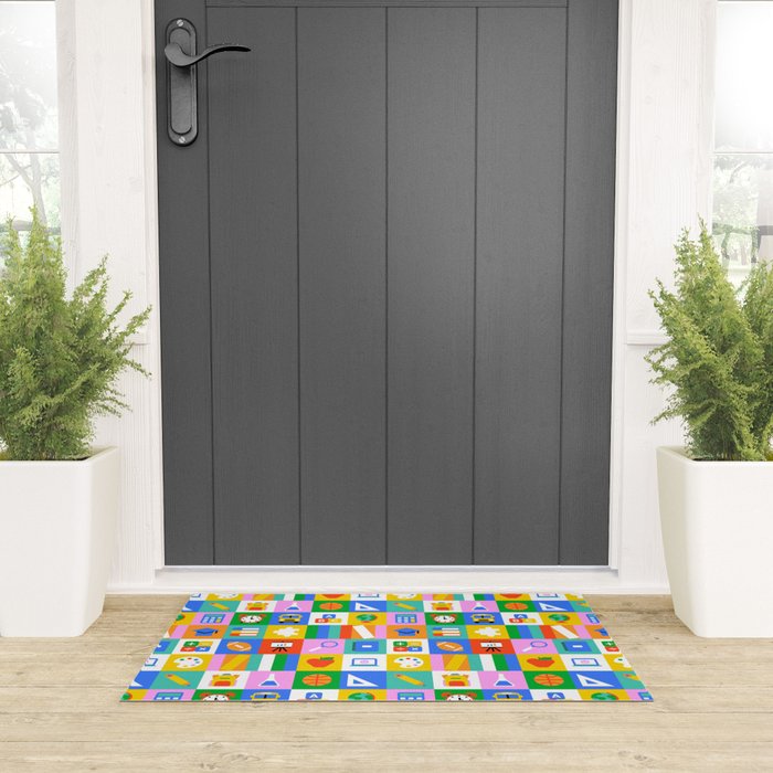 Colorful back to school geometric mosaic pattern Welcome Mat Gallery Image 3
