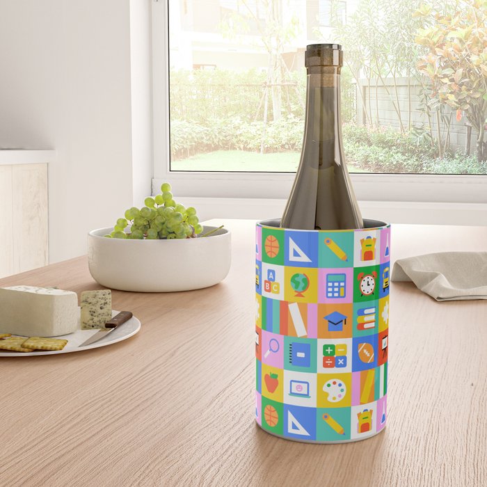 Colorful back to school geometric mosaic pattern Wine Chiller Gallery Image 4