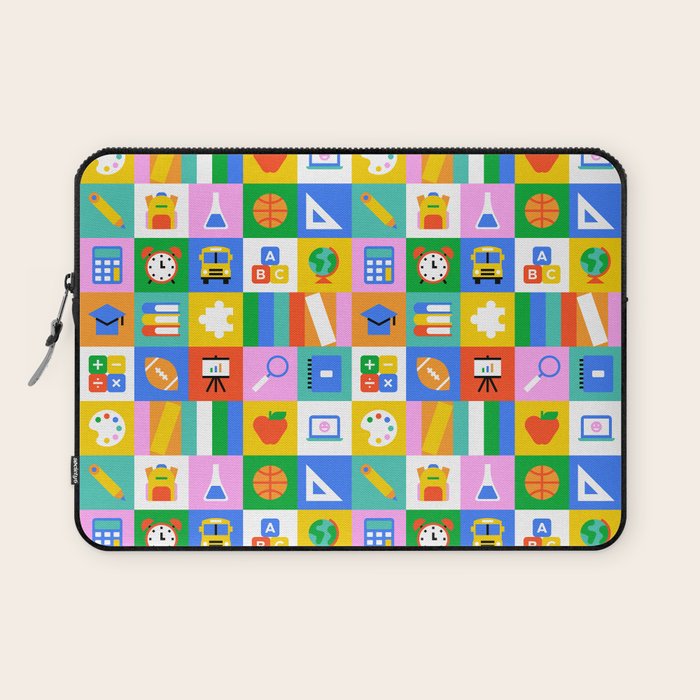 Colorful back to school geometric mosaic pattern Laptop Sleeve Gallery Image 1