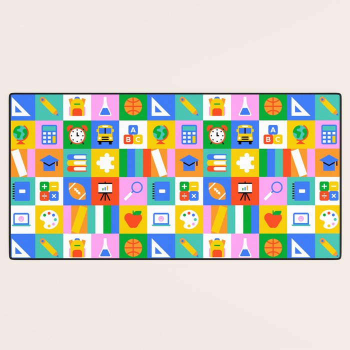 Colorful back to school geometric mosaic pattern Desk Mat Gallery Image 3