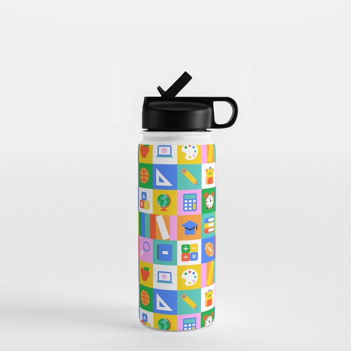 Colorful back to school geometric mosaic pattern Water Bottle Gallery Image 1