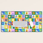 Colorful back to school geometric mosaic pattern Desk Mat Gallery Image 1