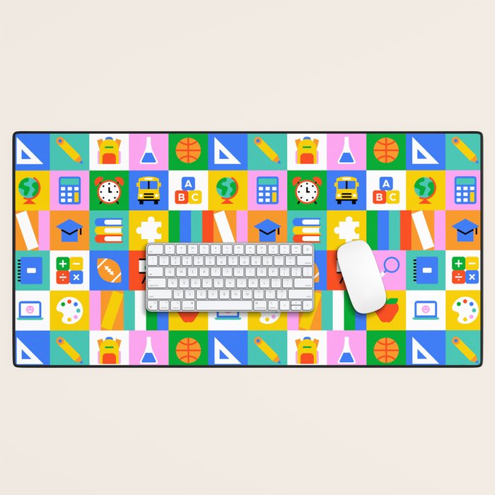 Colorful back to school geometric mosaic pattern Desk Mat Gallery Image 1