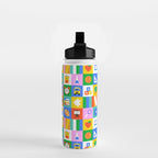 Colorful back to school geometric mosaic pattern Water Bottle Gallery Image 2