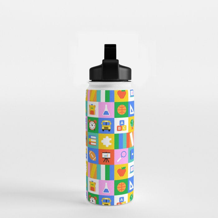 Colorful back to school geometric mosaic pattern Water Bottle Gallery Image 2