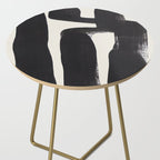 Mid Century Modern Minimalist Abstract Art Brush Strokes Black & White Ink Art Ancient Stripes Side Table Gallery Image 2