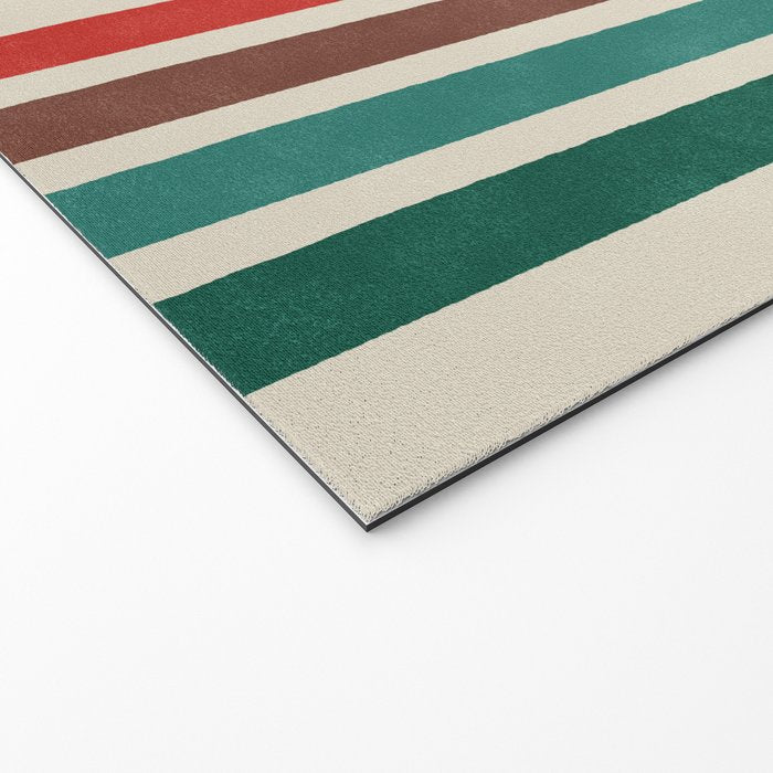 Blanket Stripe - vintage teal, green, brown, and red Welcome Mat Gallery Image 2