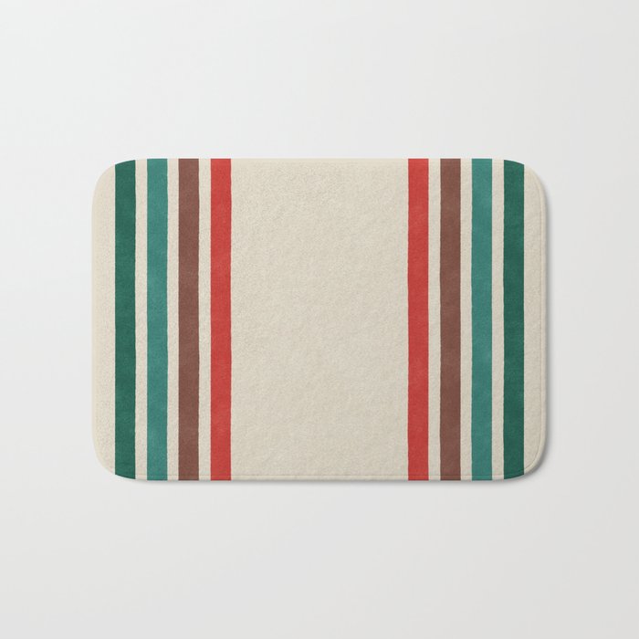 Blanket Stripe - vintage teal, green, brown, and red Bath Mat Gallery Image 1