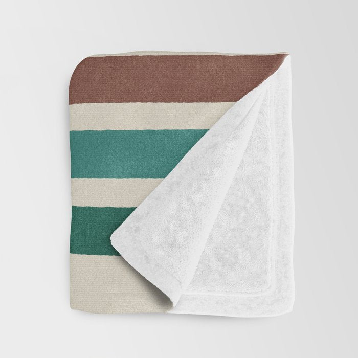 Blanket Stripe - vintage teal, green, brown, and red Throw Blanket Gallery Image 3