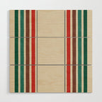 Blanket Stripe - vintage teal, green, brown, and red Wood Wall Art Gallery Image 1