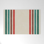 Blanket Stripe - vintage teal, green, brown, and red Welcome Mat Gallery Image 1