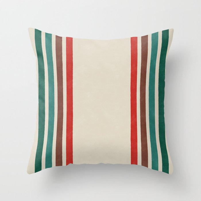 Blanket Stripe - vintage teal, green, brown, and red Throw Pillow Gallery Image 6