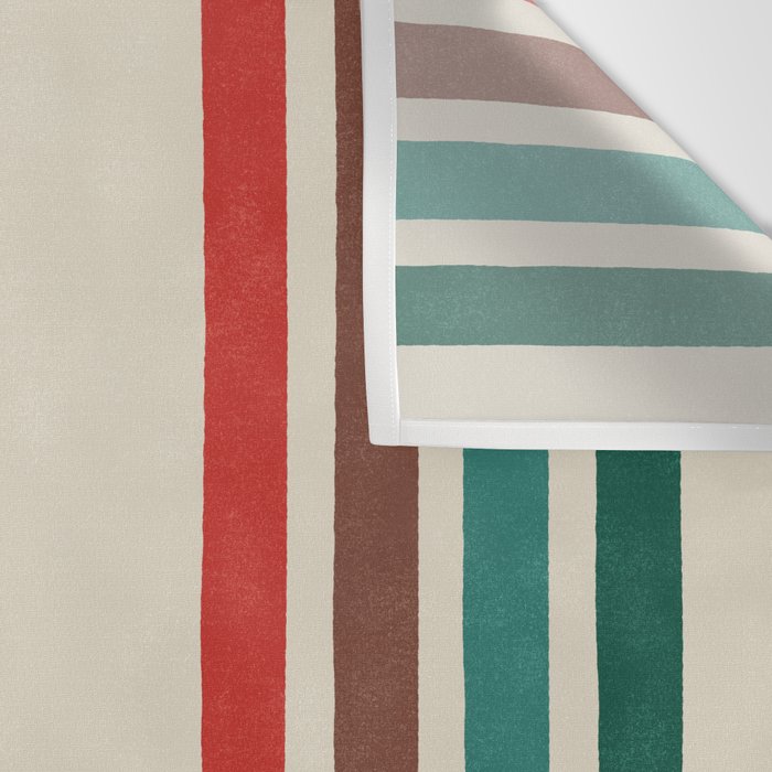 Blanket Stripe - vintage teal, green, brown, and red Wall Tapestry Gallery Image 3