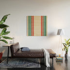 Blanket Stripe - vintage teal, green, brown, and red Wood Wall Art Gallery Image 2