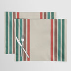 Blanket Stripe - vintage teal, green, brown, and red Placemat Gallery Image 1