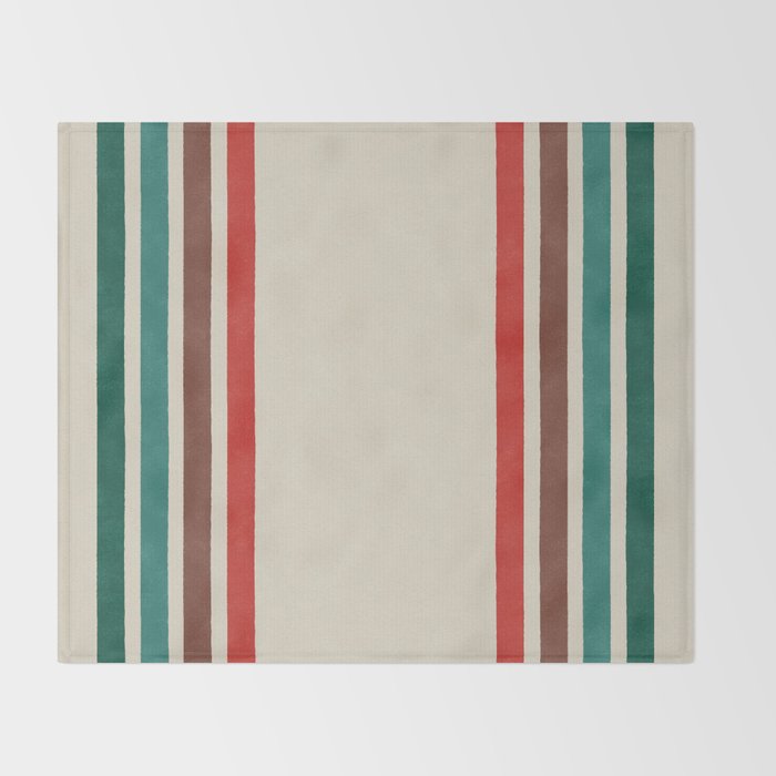 Blanket Stripe - vintage teal, green, brown, and red Throw Blanket Gallery Image 2