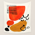 Fun Abstract Minimalist Mid Century Modern Yellow Ochre Orange Organic Shapes & Patterns Wall Tapestry Gallery Image 4