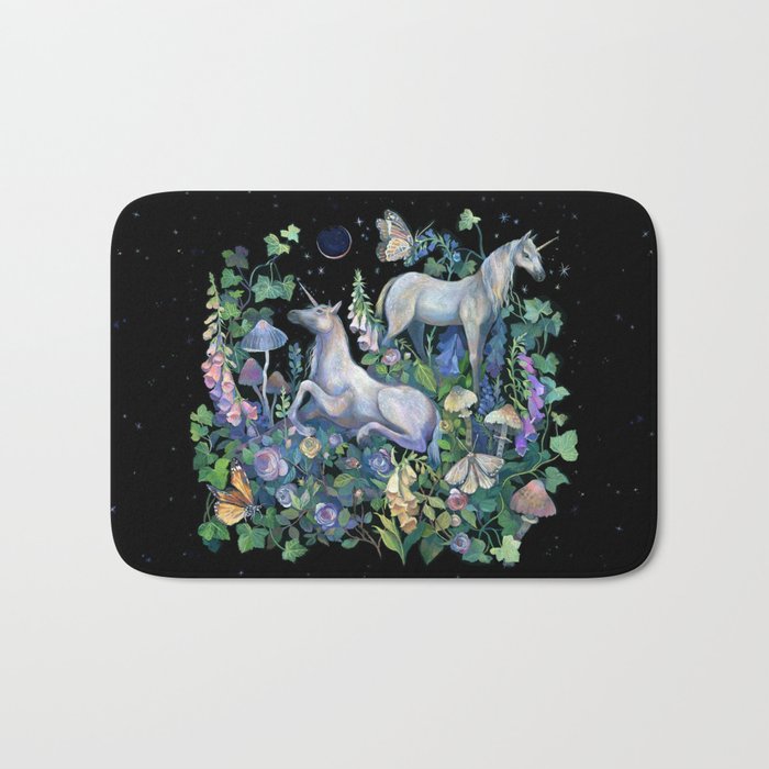 Unicorns Magical Rose Garden Bath Mat Gallery Image 1