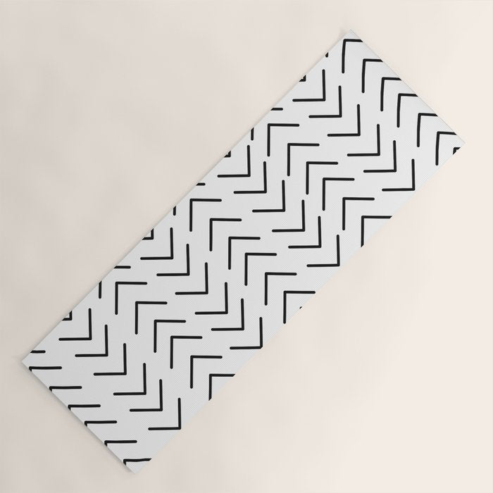 Mudcloth Black and White Yoga Mat Gallery Image 1