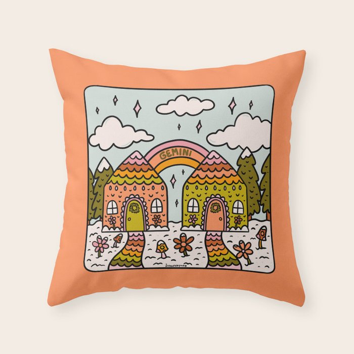 Gemini Gingerbread House Throw Pillow Gallery Image 6