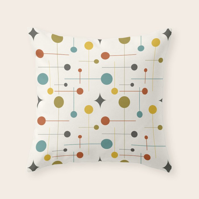 Mid Century Modern Atomic Abstract Pattern Throw Pillow Gallery Image 6