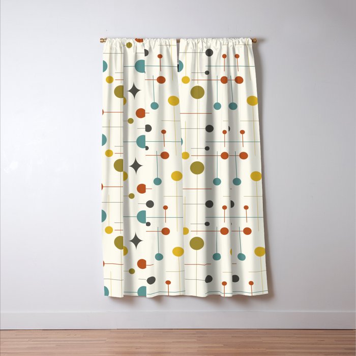 Mid Century Modern Atomic Abstract Pattern Window Curtain Gallery Image 3