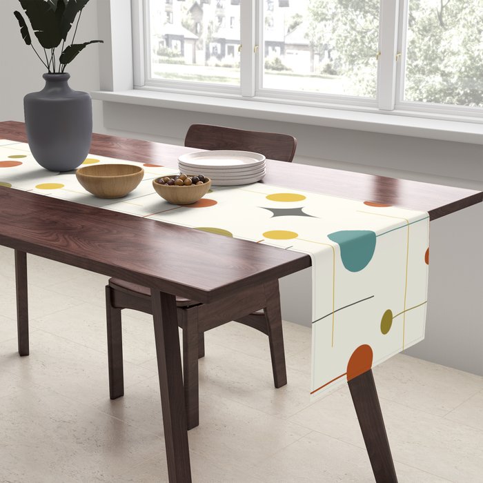 Mid Century Modern Atomic Abstract Pattern Table Runner Gallery Image 2