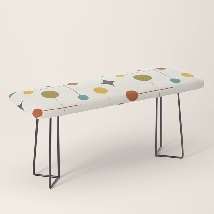 Mid Century Modern Atomic Abstract Pattern Bench Gallery Image 1