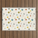 Mid Century Modern Atomic Abstract Pattern Outdoor Rug Gallery Image 1