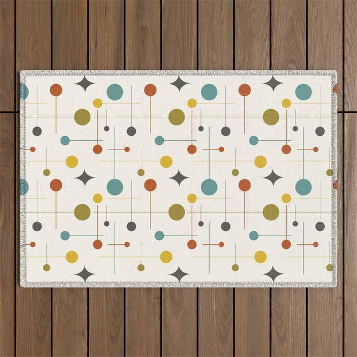 Mid Century Modern Atomic Abstract Pattern Outdoor Rug Gallery Image 1