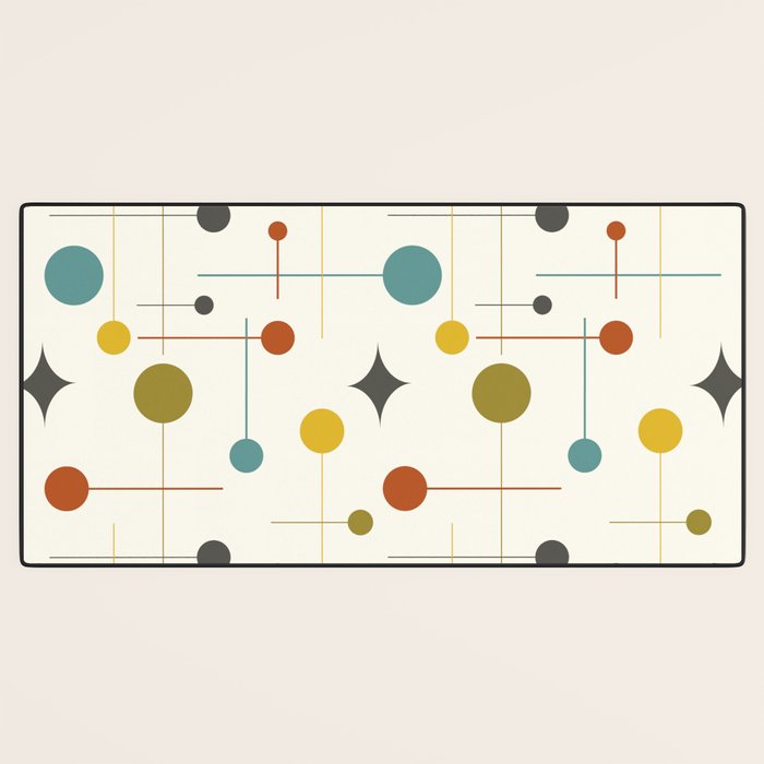 Mid Century Modern Atomic Abstract Pattern Desk Mat Gallery Image 3