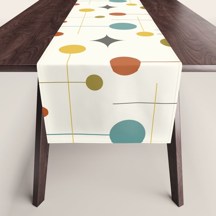 Mid Century Modern Atomic Abstract Pattern Table Runner Gallery Image 1