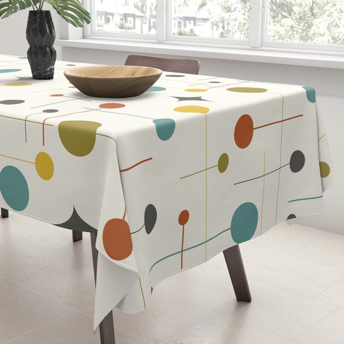 Mid Century Modern Atomic Abstract Pattern Tablecloth Gallery Image 3