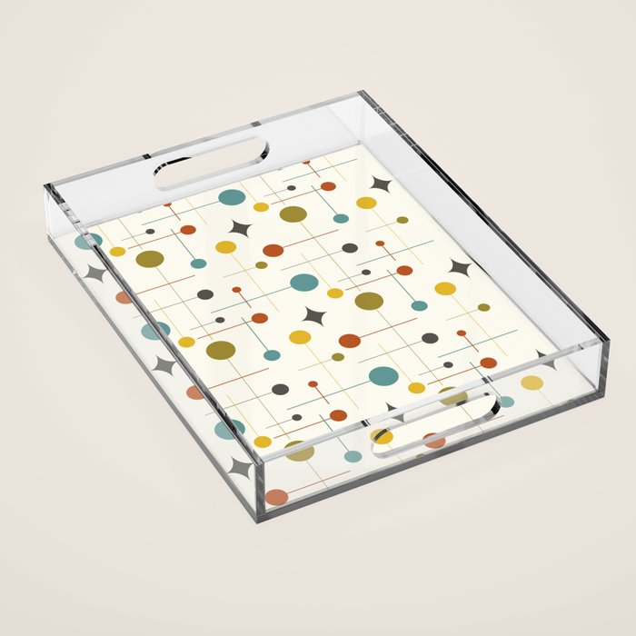 Mid Century Modern Atomic Abstract Pattern Acrylic Tray Gallery Image 1