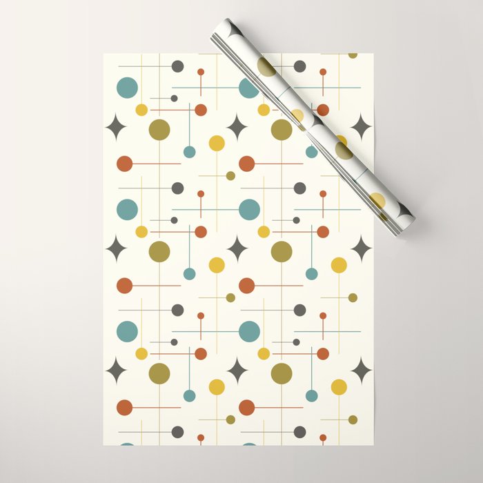 Mid Century Modern Atomic Abstract Pattern Wrapping Paper Gallery Image 1