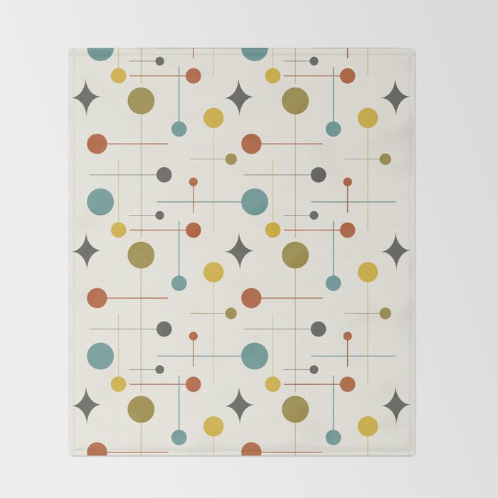 Mid Century Modern Atomic Abstract Pattern Throw Blanket Gallery Image 2
