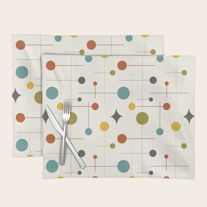 Mid Century Modern Atomic Abstract Pattern Placemat Gallery Image 1