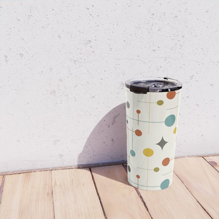 Mid Century Modern Atomic Abstract Pattern Travel Mug Gallery Image 4