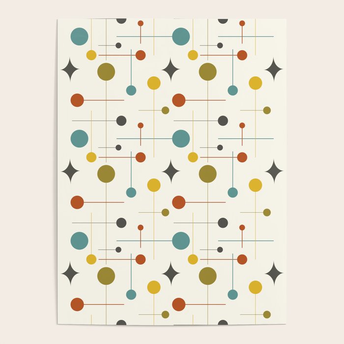 Mid Century Modern Atomic Abstract Pattern Poster Gallery Image 4