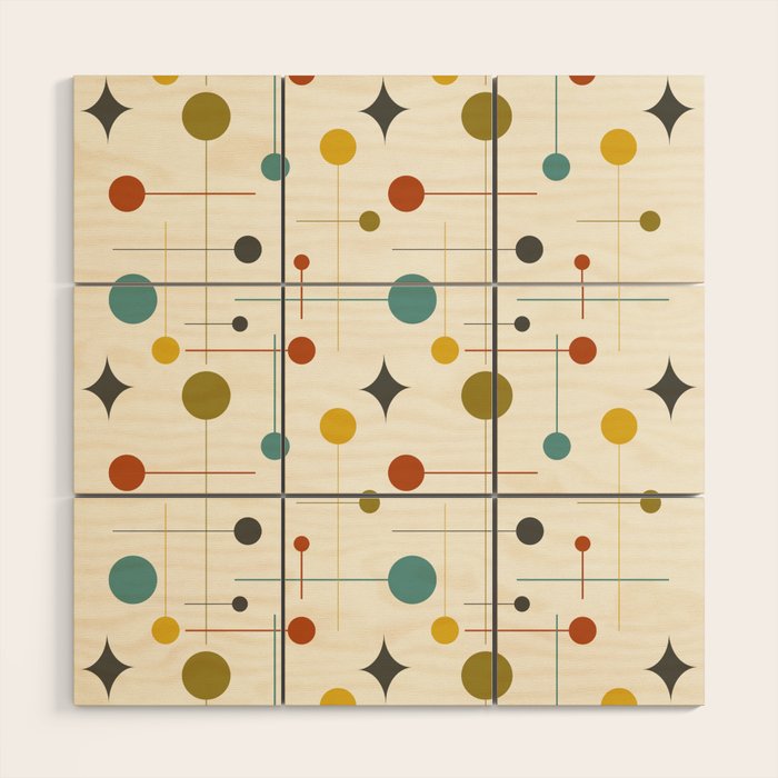Mid Century Modern Atomic Abstract Pattern Wood Wall Art Gallery Image 1