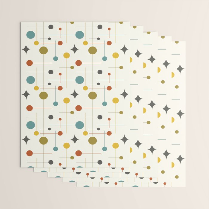 Mid Century Modern Atomic Abstract Pattern Wrapping Paper Gallery Image 3
