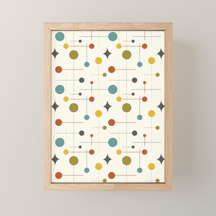 Mid Century Modern Atomic Abstract Pattern Mini Art Print Gallery Image 1