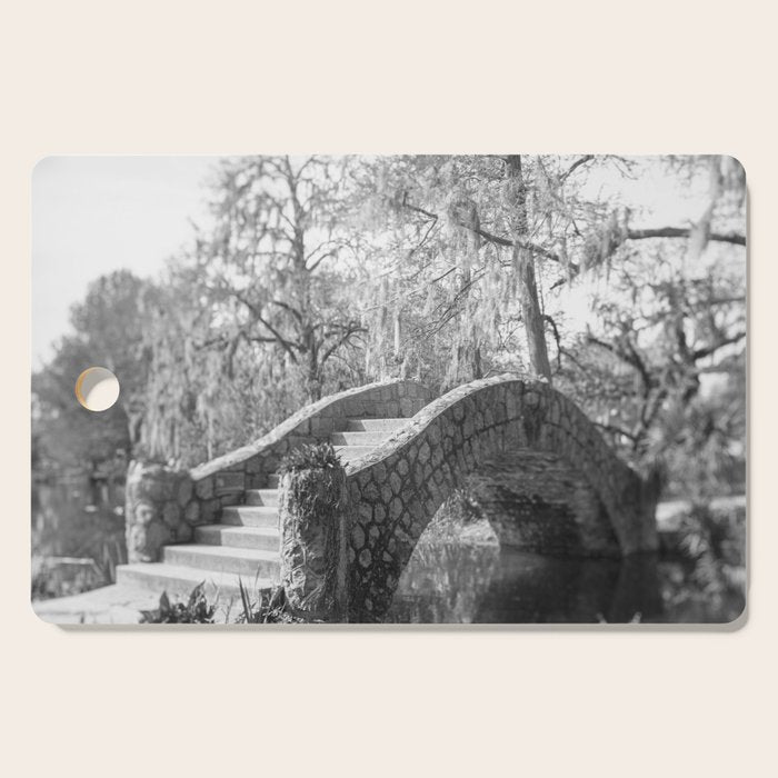 New Orleans City Park black and white photography Cutting Board Gallery Image 1