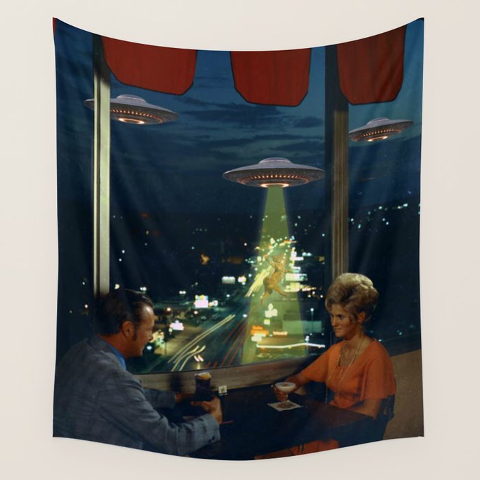 Meow! Cat abduction Wall Tapestry Gallery Image 1