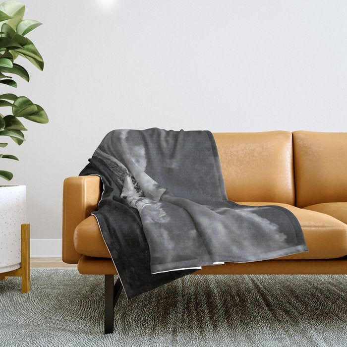 Mount Saint Helens Black and White II Throw Blanket Gallery Image 1