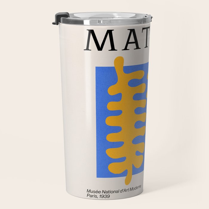 Royal Blue & Supernova: Matisse Paper Leaf Cutouts 02 Travel Mug Gallery Image 3