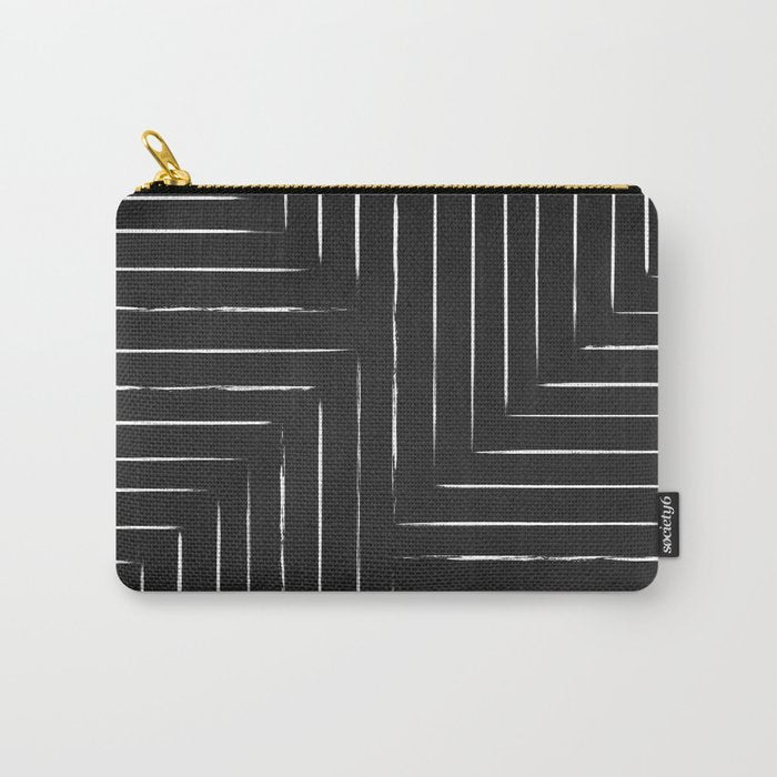 Black White Lines Minimalist Carry All Pouch Gallery Image 1
