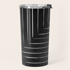 Black White Lines Minimalist Travel Mug Gallery Image 2